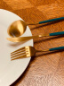 沐顺 304西餐餐具 不锈钢牛排刀叉勺套装 黑金三件套（刀叉勺） 实拍图