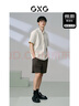 GXG男装 双色肌理面料宽松休闲圆领短袖T恤男士上衣G24D442161 米白 S 实拍图