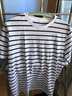 MUJI MUJI 男式 印度棉天竺编织 条纹短袖T恤 白色X横条 M 实拍图