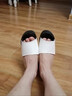 百林猴拖鞋女夏夏季外穿真软皮高跟韩版时尚一字拖坡跟女生百搭凉拖鞋 白色 37 实拍图
