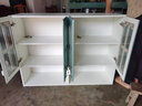 章鱼哥 厨房吊柜墙壁柜 阳台碗柜挂墙式玻璃门壁挂柜浴室壁柜墙上储物柜 白色柜+珍珠蓝柜门 长120*深30*高90四柜门 实拍图