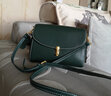 歌菲妮牛皮女包2024新款潮小包包女斜挎包时尚小方包单肩包百搭森系 橄榄绿大号 实拍图