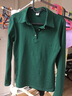 筱岚 POLO领长袖T恤女修身翻领2025新款polo衫正肩显瘦纯色春秋打底衫 墨绿色 L (105-115斤) 实拍图