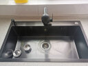 EOSO日本厨房水槽纳米不锈钢加厚大单槽淘菜洗手洗碗洗菜盆灰黑 75*48CM带数显带飞雨 SUS304 实拍图