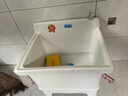 荣洁自动下水家用不脏手大洗拖把池陶瓷阳台台控小号卫生间方形拖布池 006号(长49宽42高53）+台控下水 实拍图