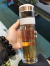 特美刻（TOMIC）玻璃杯男双层防烫便携水杯茶水分离银茶隔泡茶杯子TG80708Y白色 实拍图