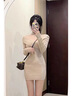 蝶娇诺（DIEJIAONUO）连衣裙子秋季女茶系穿搭女套装纯欲风辣妹初恋温柔慵懒风超仙显瘦 针织外套+针织连衣裙 S 实拍图