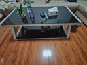 哆咔茶几小户型家用简约现代茶几客厅轻奢高级感钢化玻璃电视柜组合 白架子黑玻璃 120*60*45 茶几 实拍图