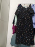 莎妮朵罗大码女装夏装胖妹妹胖人显瘦款遮肚子碎花雪纺新款连衣裙14986 黑色 4XL 建议170-180斤穿着 实拍图