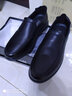 金猴皮鞋商务休闲鞋男轻便牛皮柔软套脚圆头男单鞋爸爸鞋男鞋 Q20121 黑色  40 实拍图