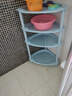 天匠阁浴室置物架卫生间脸盆架厕所储物架洗手间收纳架子塑料 大三角4层镂空【加高】蓝 实拍图