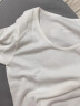 无印良品（MUJI）女式 使用了棉的冬季内衣 U领八分袖T恤 69AD435 秋衣 保暖衣 米白色 XL 实拍图