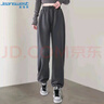 真维斯（JEANSWEST）休闲裤女高腰宽松显瘦束脚裤秋季运动裤子女系带卫裤深灰色L 实拍图