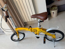 欧亚马 OYAMA折叠自行车14寸铝合金折叠车架男女款单车波浪-JR300 铝合金V刹【5年质保】黄色 单速 实拍图