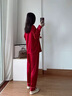 浪莎本命年情侣睡衣女春秋季冰丝马年红色男士新年结婚礼物家居服套装 爱心红/双长款（礼盒装） M 女单套【建议体重80-100斤】 实拍图