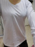 艾路丝婷长袖T恤女新款秋装韩版休闲修身纯色打底衫体恤TX3688 白色 M 实拍图