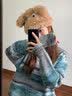 途尊软糯可爱大眼长耳朵眼睛护耳帽子女秋冬加厚保暖毛绒套头帽搞怪帽 白色 实拍图