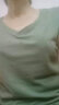 艾路丝婷夏装新款T恤女短袖上衣韩版修身体恤TX3560 墨绿V领 M 实拍图