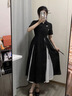 AEMAPE中式连衣裙女2026夏季新款复古拼接法式气质感中长款裙子女装 小黑裙 M 实拍图