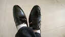 觅艳男士商务正装内增高皮鞋男透气韩版真皮休闲英伦男鞋子青年结婚鞋 黑色（平跟款） 39 实拍图