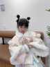 九能女童汉服秋冬款国风2025新古装儿童马面裙加绒加厚拜年服演出套装 米色外套+中衣+马面裙送毛领 130 cm 实拍图