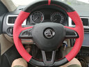 奥迈尔 斯柯达明锐真皮手缝方向盘套速派 科迪亚克柯珞克野帝yeti昕锐昕动汽车改装把套冬四季改装把套 碳纤维+红皮打孔 实拍图