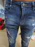 劈雳战车   2019新款蓝色乞丐破洞牛仔裤男潮牌秋季弹力韩版潮流百搭男裤子修身小脚裤休闲长裤 JSN-833蓝色 32 实拍图