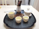 陶尚吟陶瓷天然石材茶台储排水两用式现代简约家用办公小茶盘功夫茶具 金边山水盖碗套组+木纹莲花 实拍图