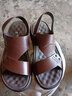 老人头沙滩鞋男夏季气垫凉鞋男真皮按摩两穿拖鞋头层牛皮透气软皮新款鞋 棕色-汽垫款 43 【鞋码偏大，脚瘦请买小一码】 实拍图