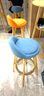 美勒思 吧台椅   实木吧椅酒吧椅子 复古高脚椅前台椅 旋转吧椅子 蓝色麻布配原木腿 实拍图