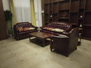 格澜帝尔（growdear）沙发美式古典真皮沙发牛皮沙发组合实木真皮沙发欧式新古典奢华 蓝色皮布单人位（可换皮布颜色） 实拍图