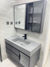 欧帝奴（OUDINU） 浴室柜岩石一体台盆柜组合洗手洗脸洗漱台镜柜简约面盆套装 栗子灰玻璃镜柜100CM-全套配件 实拍图