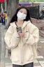 風采兔 卫衣女春秋款2024新款潮ins外套宽松学生原宿慵懒风加绒连帽上衣 杏色(薄款) 2XL 实拍图
