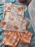 浪莎睡衣女士夏季纯棉短袖七分裤家居服夏天薄款大码套装 橘子印花 L 实拍图