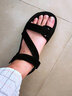 苏妃妃（sufeifei）凉鞋女夏季仙女风运动软底轻便透气露趾平底鞋魔术贴休闲沙滩凉鞋 9128-白蓝 39 实拍图