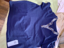 PHJ 短袖T恤女新款夏季宽松显瘦洋气小衫40岁50中年女士V领上衣 蓝色 3XL 实拍图
