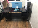 名達（Mingda）老板桌电脑桌钢化玻璃电脑桌台式家用台简易书桌子组合单人电脑桌 K022黑色【半玻璃】有抽屉160*80 实拍图