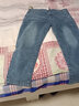 肆缄很柔软 夏季薄款九分牛仔裤男修身小脚裤韩版潮流刺绣弹力裤子9分 蓝色 35 实拍图