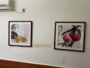 紫腾随轩齐白石装饰画新中式客厅背景墙面挂画卧室饭厅餐厅水墨虾壁画 葫芦 60*60cm红木色实木框 实拍图