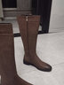 狄德拉真皮不过膝长筒靴女秋冬款厚底粗跟显瘦高筒骑士靴百搭方头长靴 棕色单里（标准筒围） 35 (225mm) 标准码 实拍图