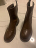 达芙妮瘦瘦靴女加绒低跟短靴女圆头百搭靴子4622607093 棕色（加绒） 37 实拍图