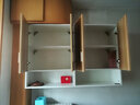 欧仕堂吊柜壁柜阳台储物柜厨房置物柜挂柜卫生间防潮组合柜收纳柜 暖白+浅胡桃【E0级实木】 长120深30高80四门 实拍图