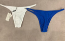 无畏船长 男士低腰纯色U凸弹力紧身性感一字T内裤 爽冰丝滑露臀丁字内裤 蓝色 L 实拍图