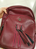 时光童话 品牌双肩包女真皮2022新款时尚大容量软皮防盗书包潮百搭旅行背包 酒红色 实拍图