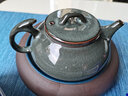 灵青坊青瓷泡茶壶手工茶壶单壶大号陶瓷高档单人功夫茶具家用大容量套装 铁胎藏青单壶 实拍图