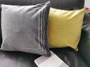 米乐轻奢刺绣抱枕沙发靠垫客厅靠枕套纯色天鹅绒办公室汽车腰枕 姜黄色（方框刺绣） 45*45cm抱枕套+枕芯 实拍图