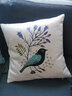 居八佰加厚亚麻花鸟抱枕简约布艺欧式沙发靠垫床头大靠垫办公室靠枕靠背 几何图案和小鸟（可爱小鸟） 45*45cm抱枕套+枕芯 实拍图