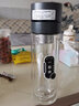 花间道玻璃杯男士双层茶水分离杯车载水杯一键开盖耐高温泡茶杯礼品茶杯 玻璃灰色彩盒装300ml 实拍图
