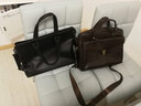 吉旺（JIWANG）新款纯头层牛皮手提包商务公文包真皮男士包包单肩包斜挎包大容量 复古色 实拍图