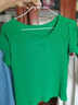 浪莎纯色圆领T恤女夏季经典螺纹弹力修身显瘦百搭显胸大打底衫上衣 实拍图